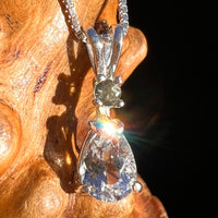 Phenakite & Moldavite Necklace Sterling #7950-Moldavite Life