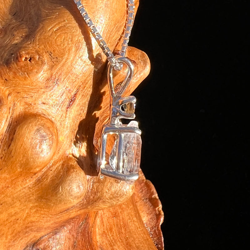 Phenakite & Moldavite Necklace Sterling #7951-Moldavite Life