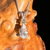 Phenakite & Moldavite Necklace Sterling #7951-Moldavite Life