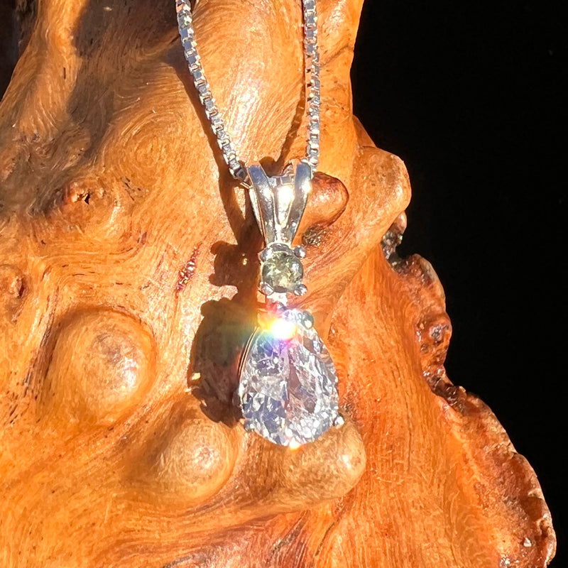 Phenakite & Moldavite Necklace Sterling #7952-Moldavite Life