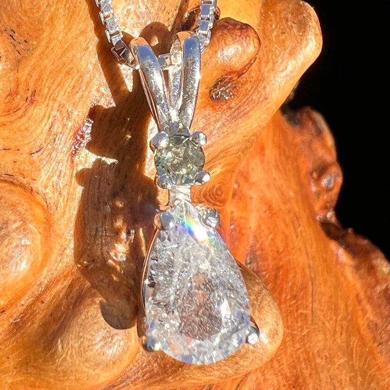 Phenakite & Moldavite Necklace Sterling #7953-Moldavite Life