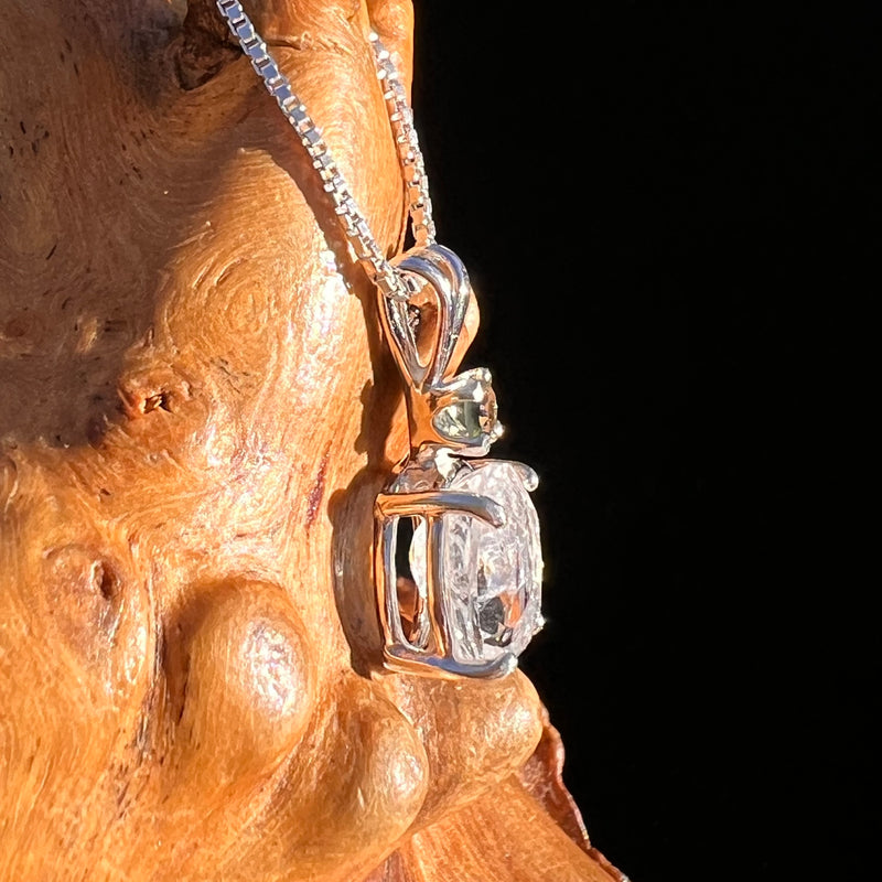 Phenakite & Moldavite Necklace Sterling #7954-Moldavite Life