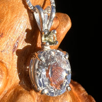 Phenakite & Moldavite Necklace Sterling #7955-Moldavite Life