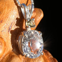 Phenakite & Moldavite Necklace Sterling #7955-Moldavite Life
