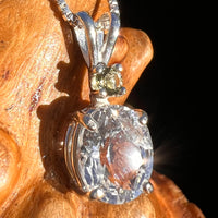 Phenakite & Moldavite Necklace Sterling #7955-Moldavite Life