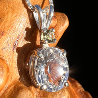 Phenakite & Moldavite Necklace Sterling #7955-Moldavite Life