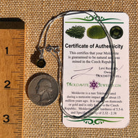 Phenakite & Moldavite Necklace Sterling #7956-Moldavite Life