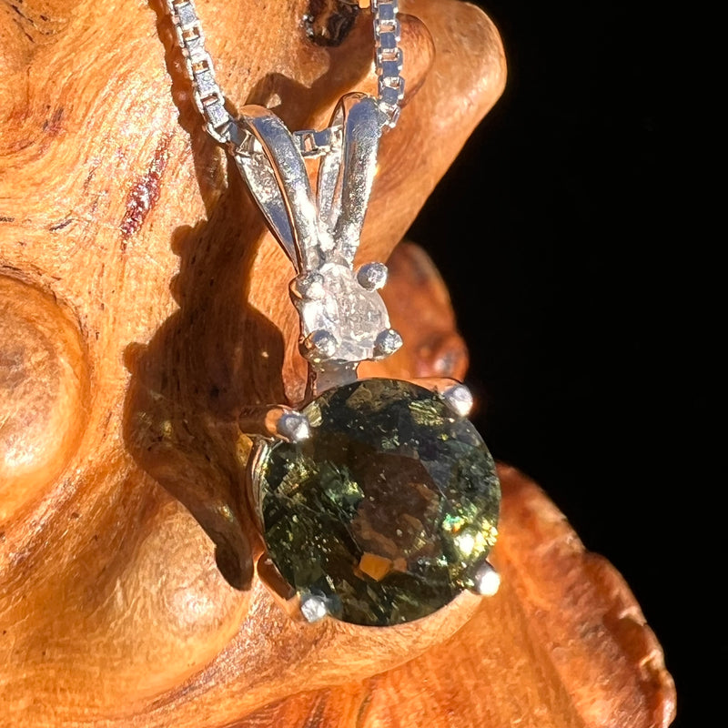 Phenakite & Moldavite Necklace Sterling #7958-Moldavite Life