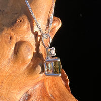Phenakite & Moldavite Necklace Sterling #7958-Moldavite Life