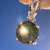 Phenakite & Moldavite Necklace Sterling #7958-Moldavite Life