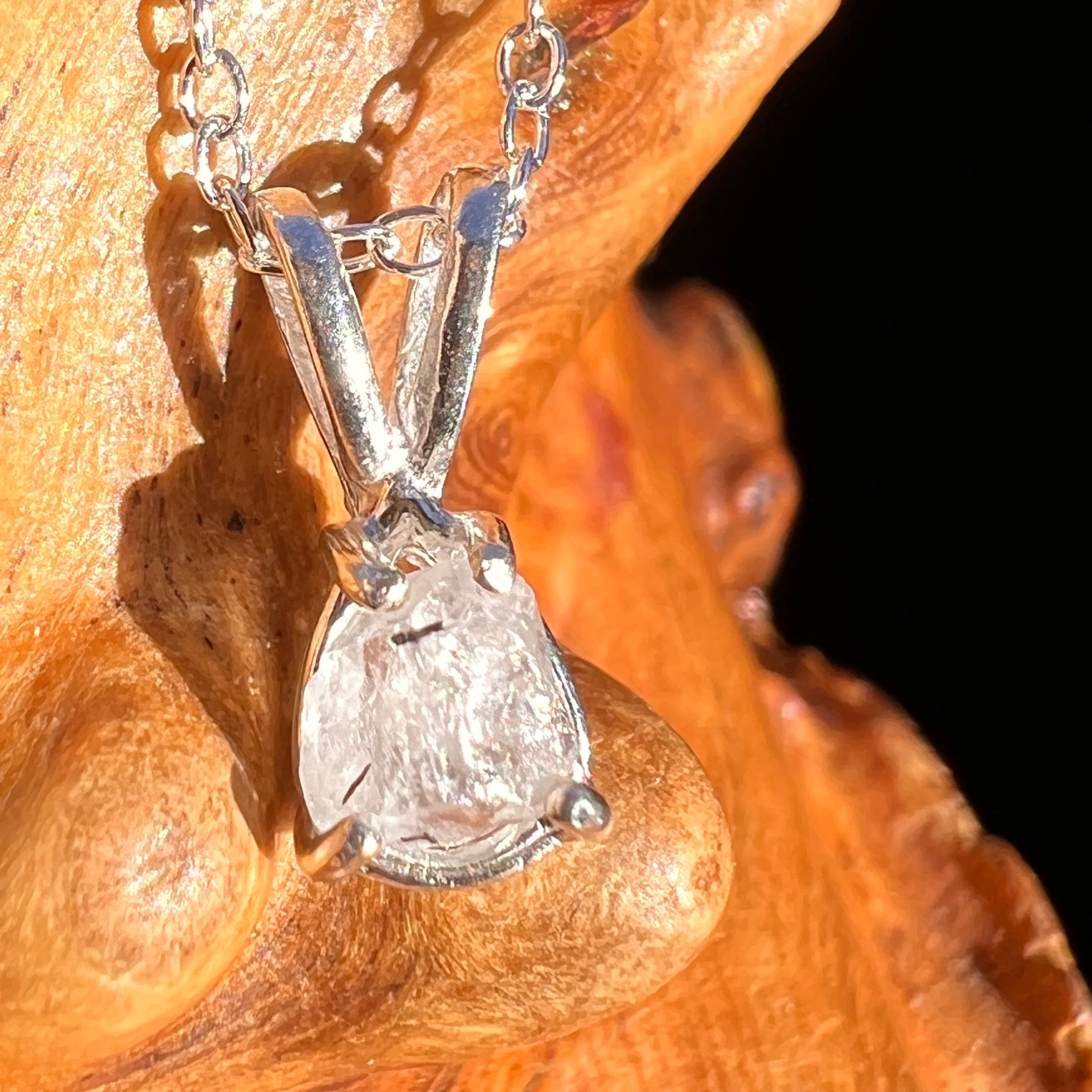 Phenakite Necklace Sterling Raw Crystal #6862-Moldavite Life