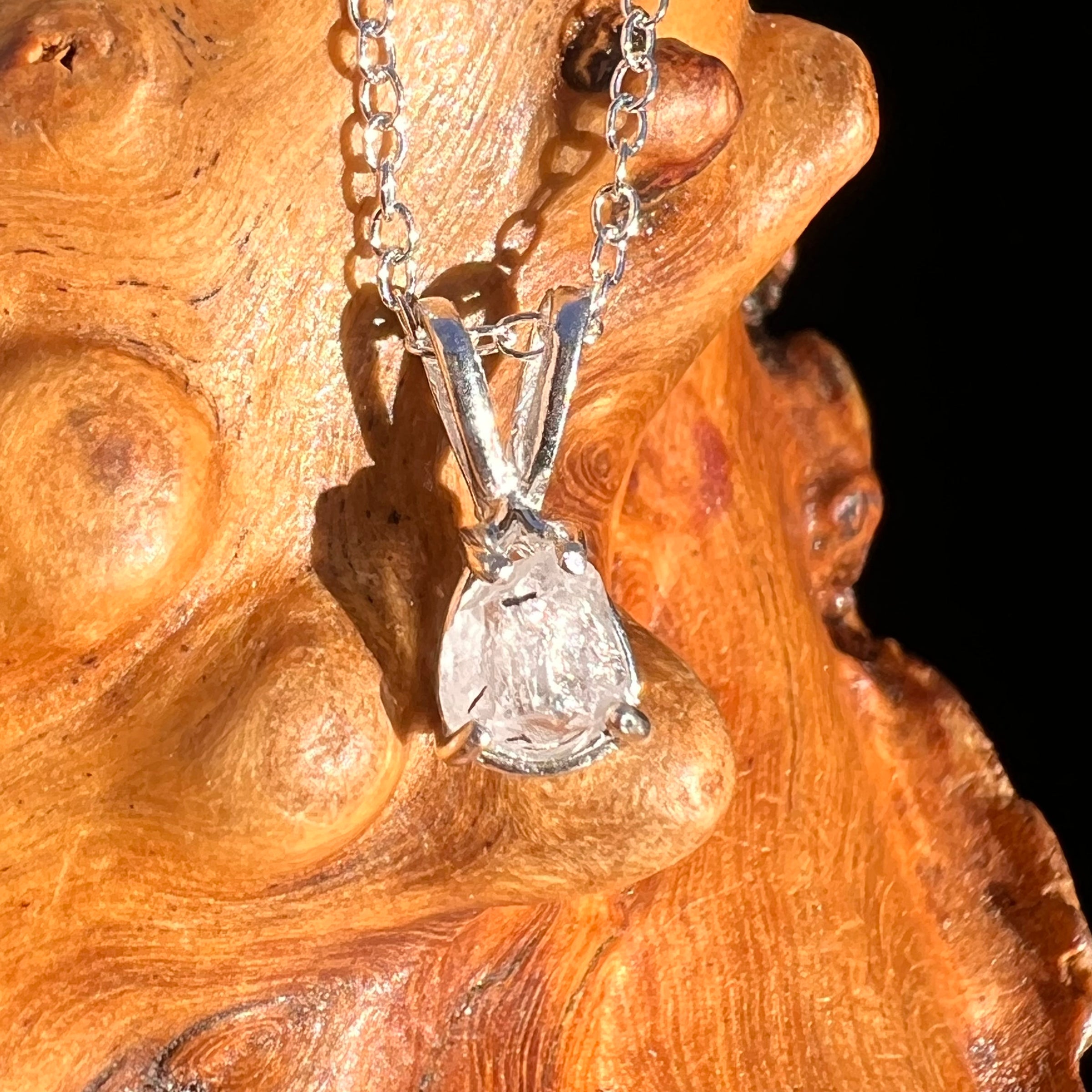 Phenakite Necklace Sterling Raw Crystal #6862-Moldavite Life