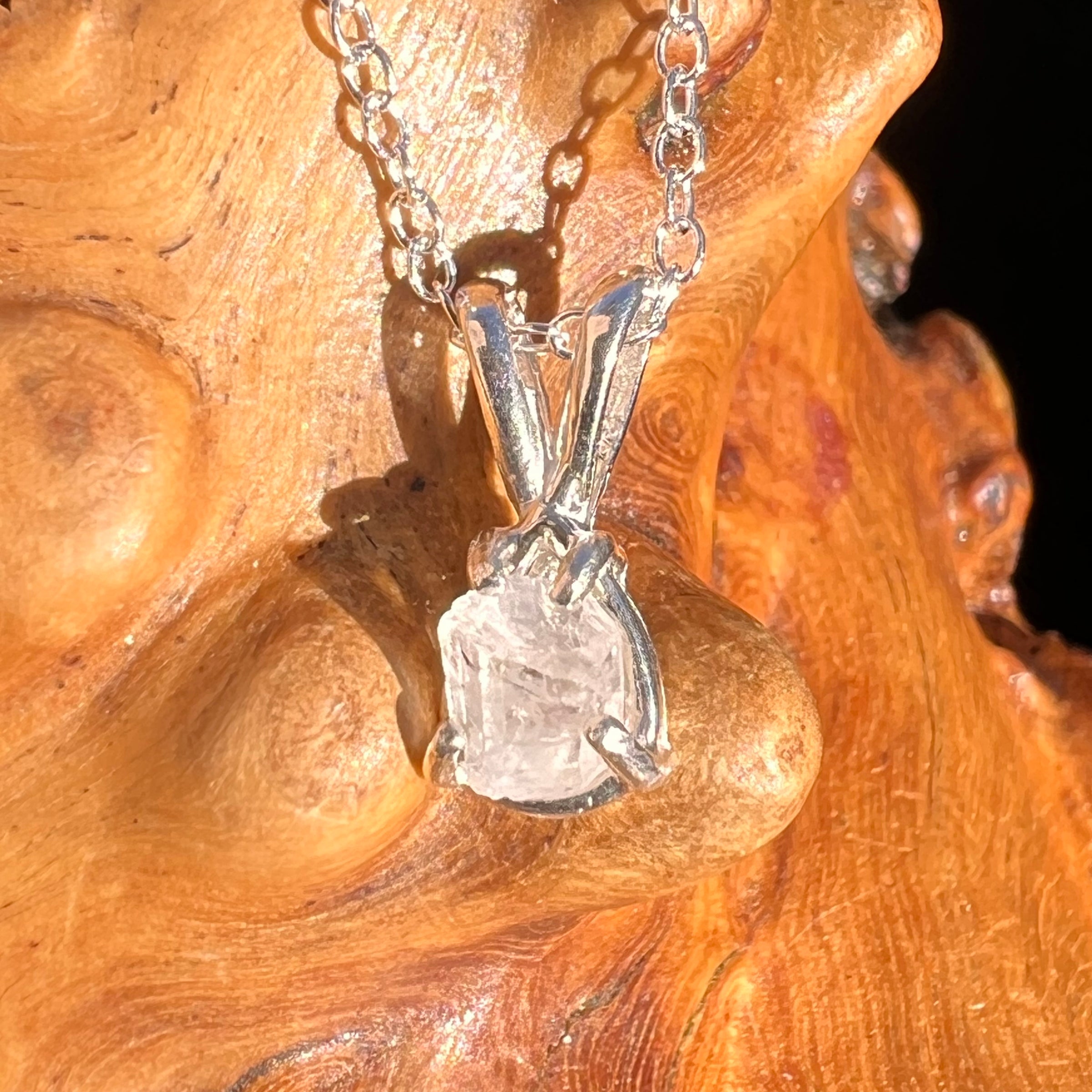 Phenakite Necklace Sterling Raw Crystal #6865-Moldavite Life