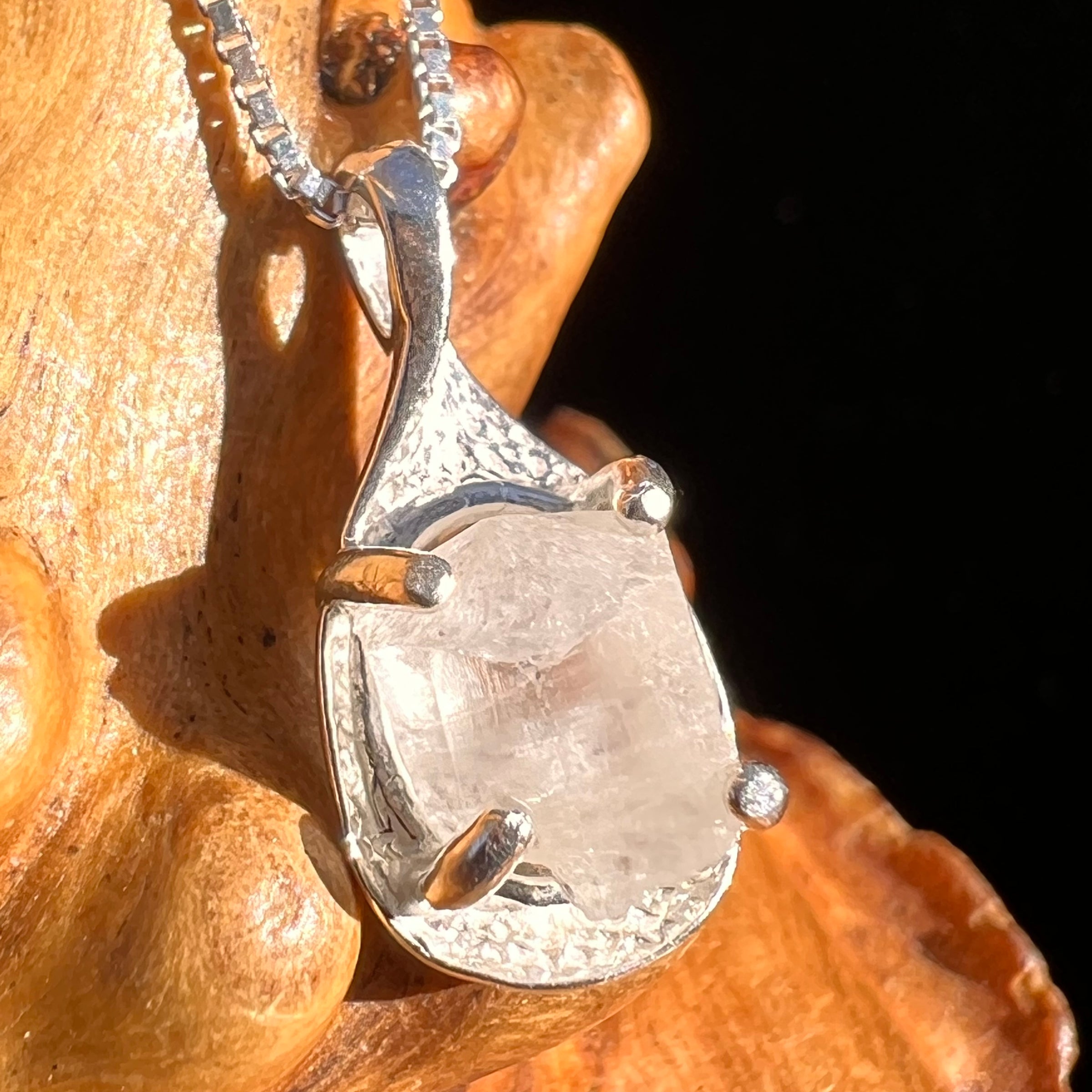 Phenakite Necklace Sterling Raw Crystal #6891-Moldavite Life