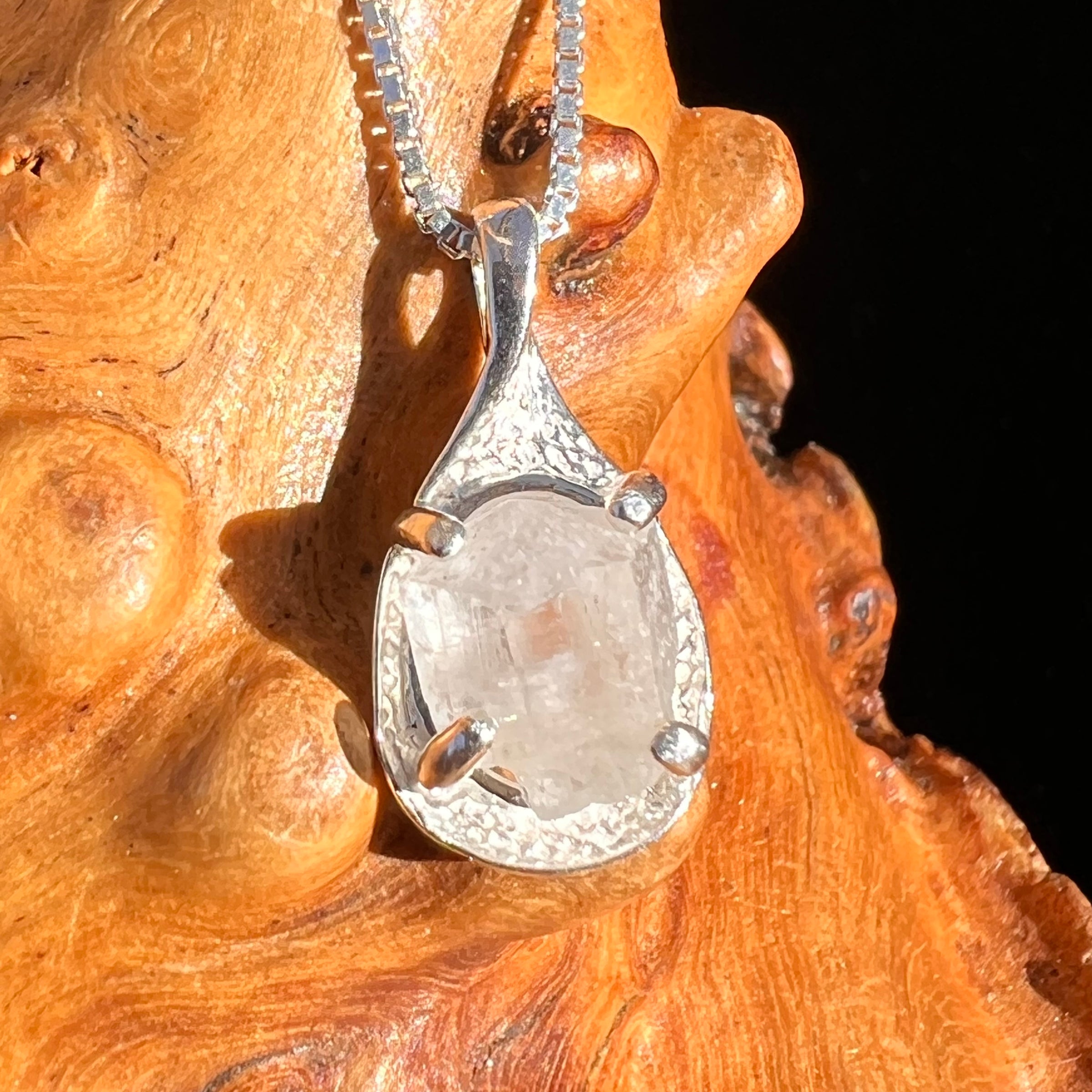 Phenakite Necklace Sterling Raw Crystal #6891-Moldavite Life