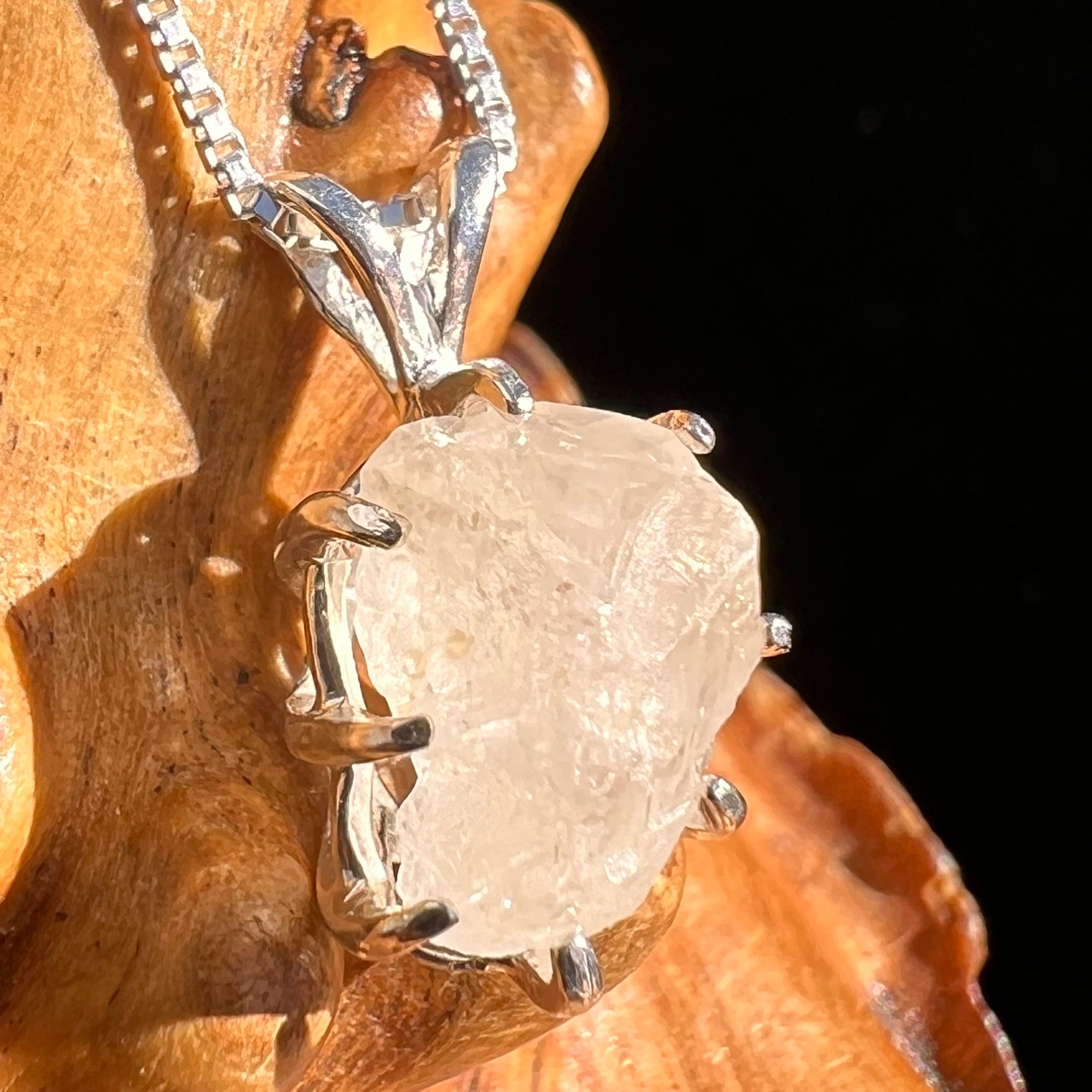 Phenakite Necklace Sterling Raw Crystal #6921-Moldavite Life
