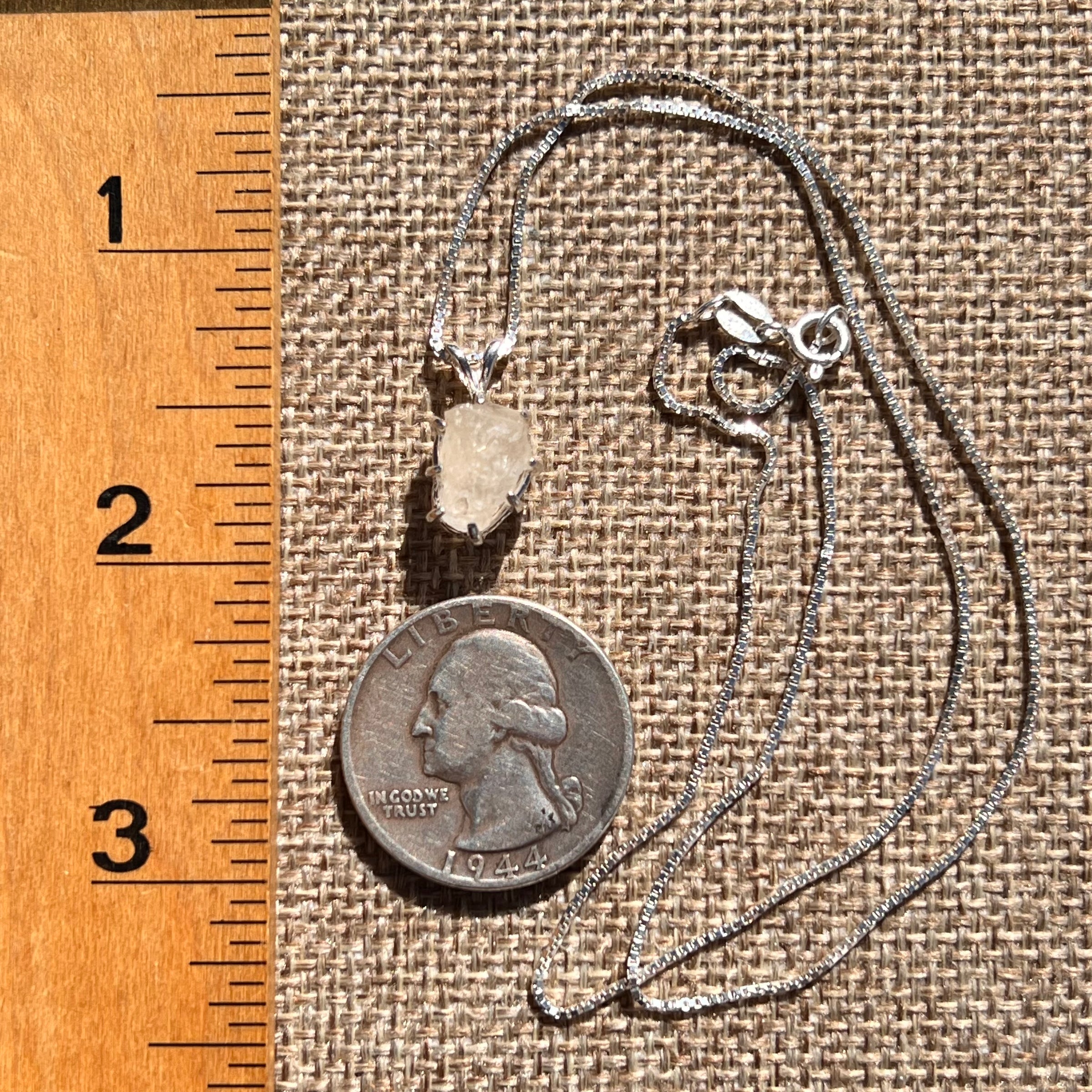 Phenakite Necklace Sterling Raw Crystal #6921-Moldavite Life
