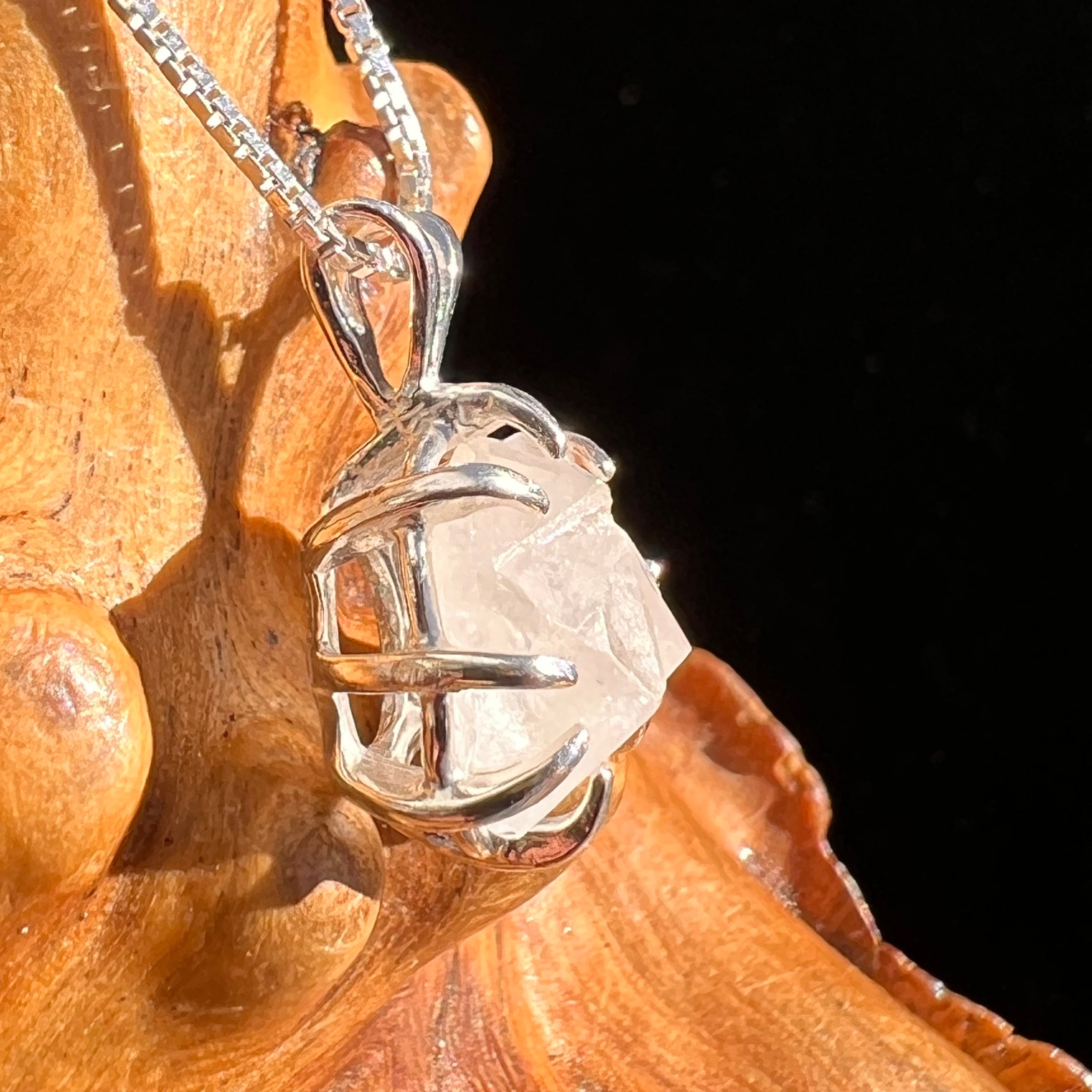 Phenakite Necklace Sterling Raw Crystal #6923-Moldavite Life