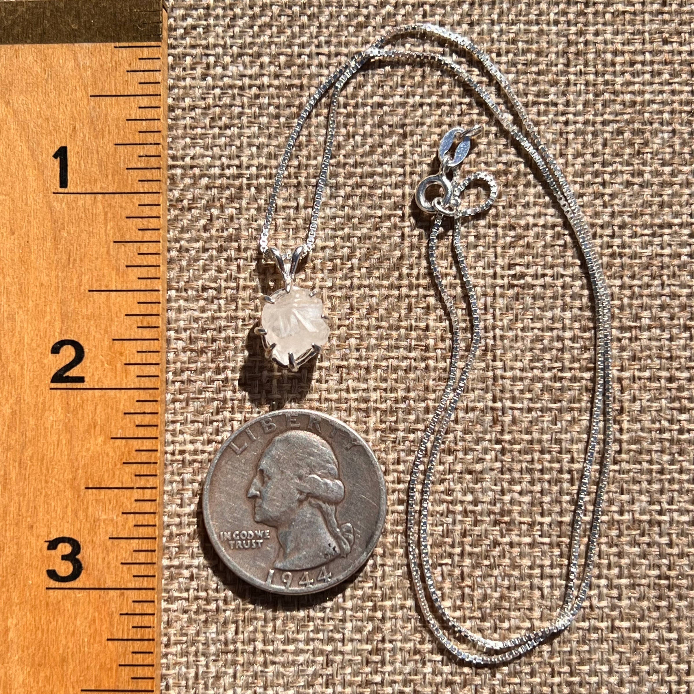 Phenakite Necklace Sterling Raw Crystal #6923-Moldavite Life