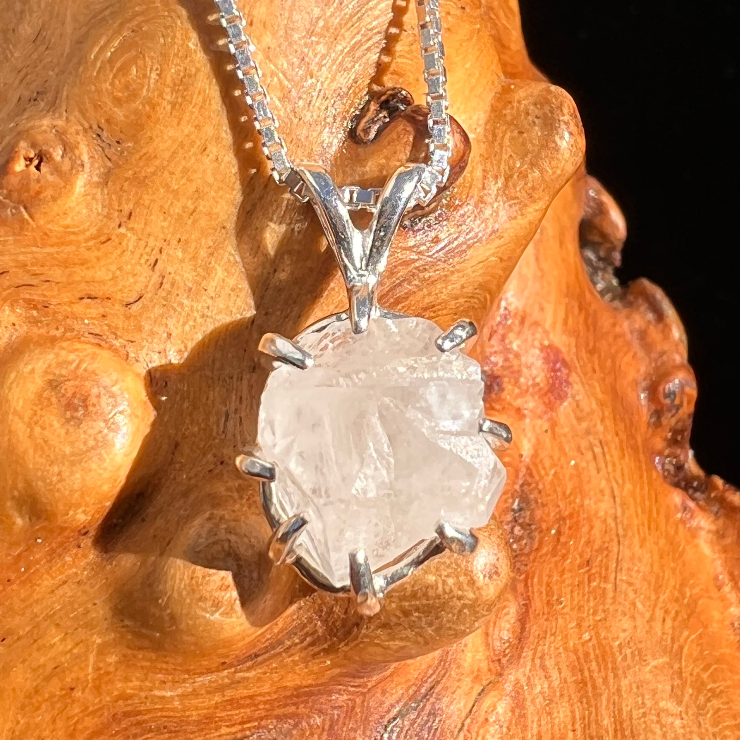 Phenakite Necklace Sterling Raw Crystal #6923-Moldavite Life