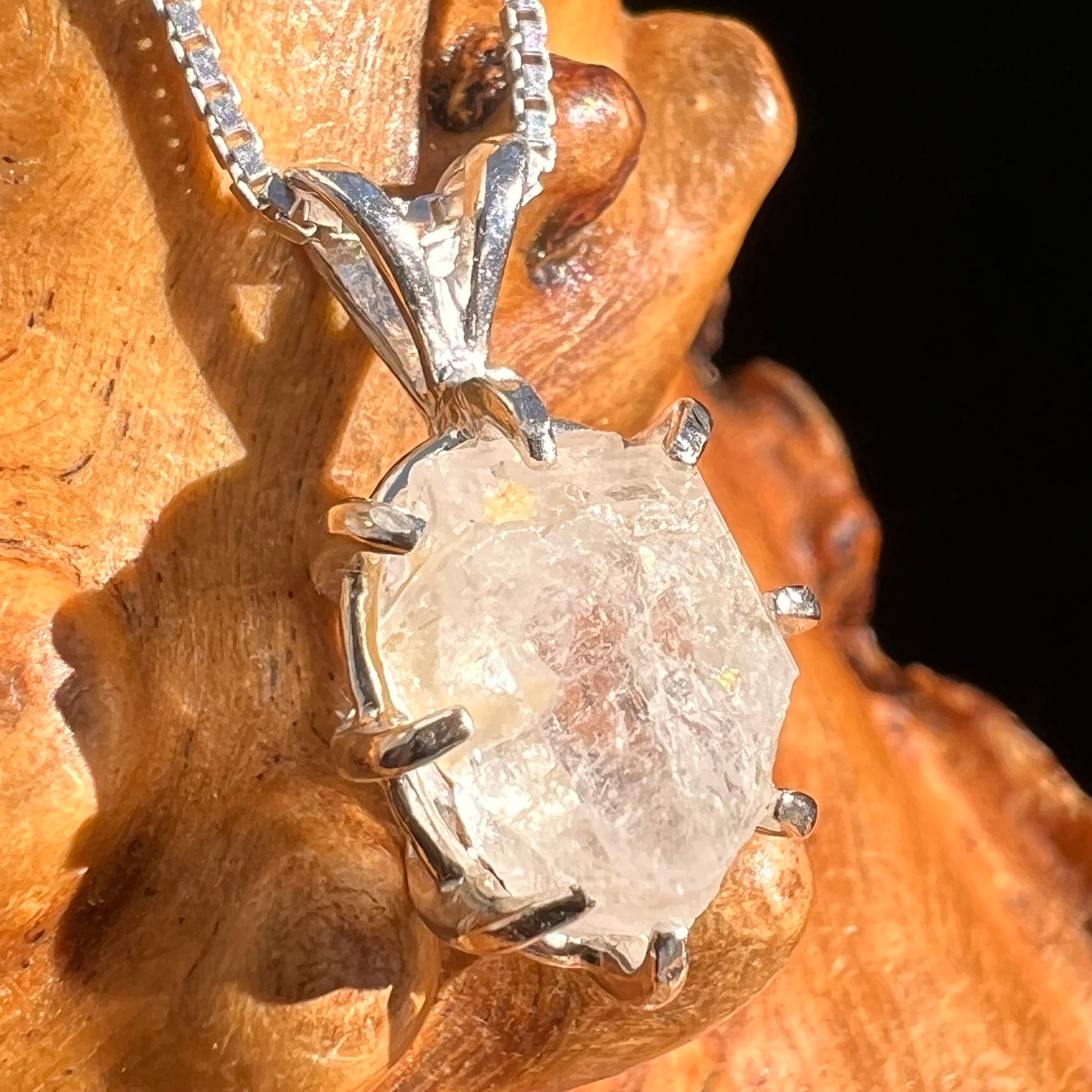 Phenakite Necklace Sterling Raw Crystal #6924-Moldavite Life