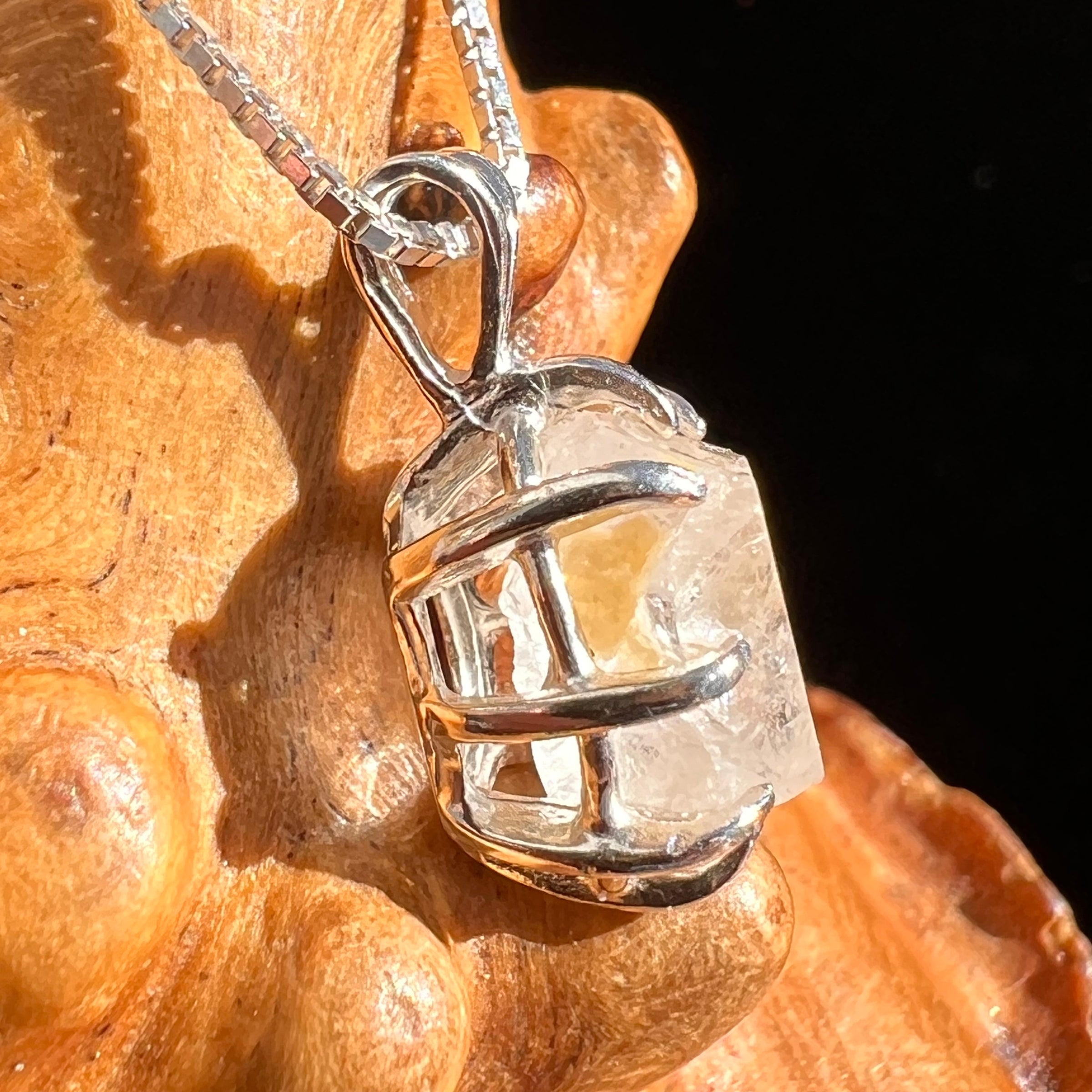 Phenakite Necklace Sterling Raw Crystal #6924-Moldavite Life