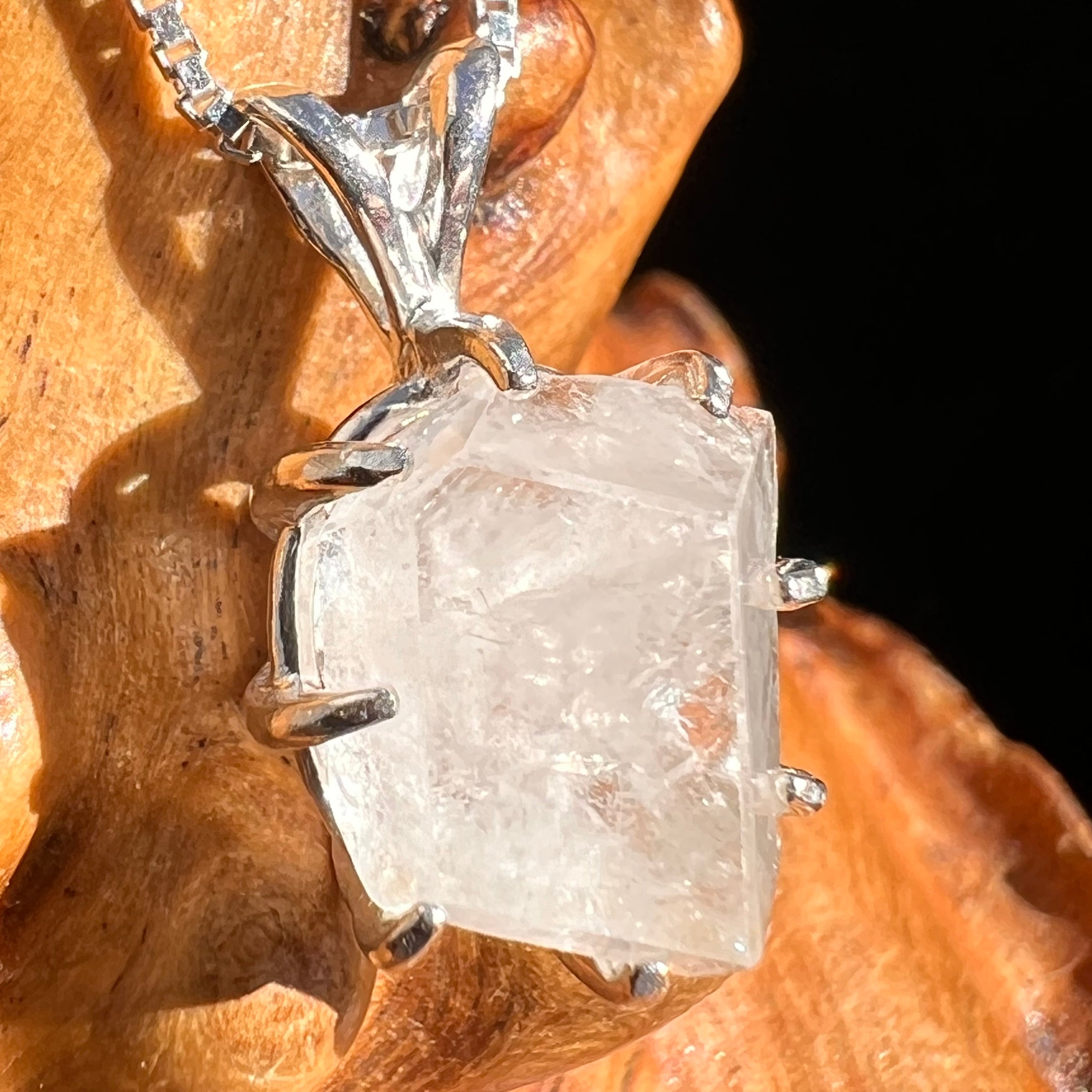 Phenakite Necklace Sterling Raw Crystal #6925-Moldavite Life