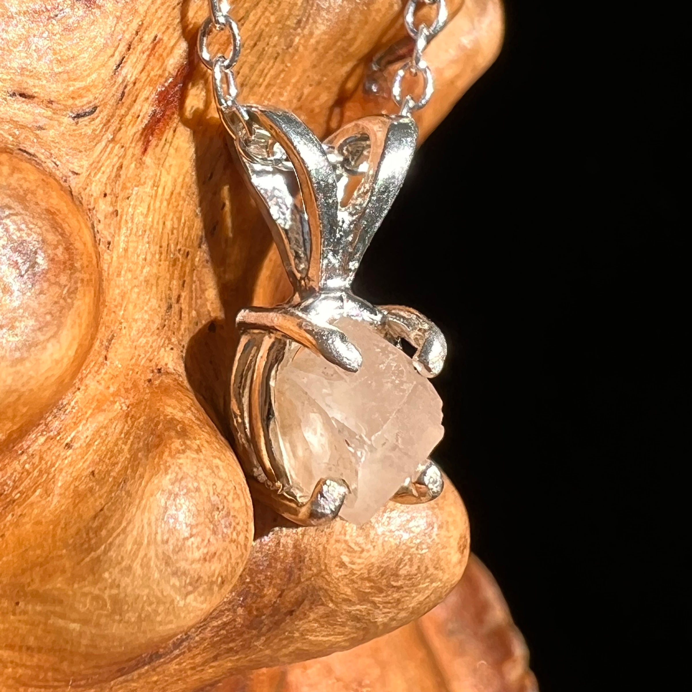 Phenakite Necklace Sterling Raw Crystal #7058-Moldavite Life