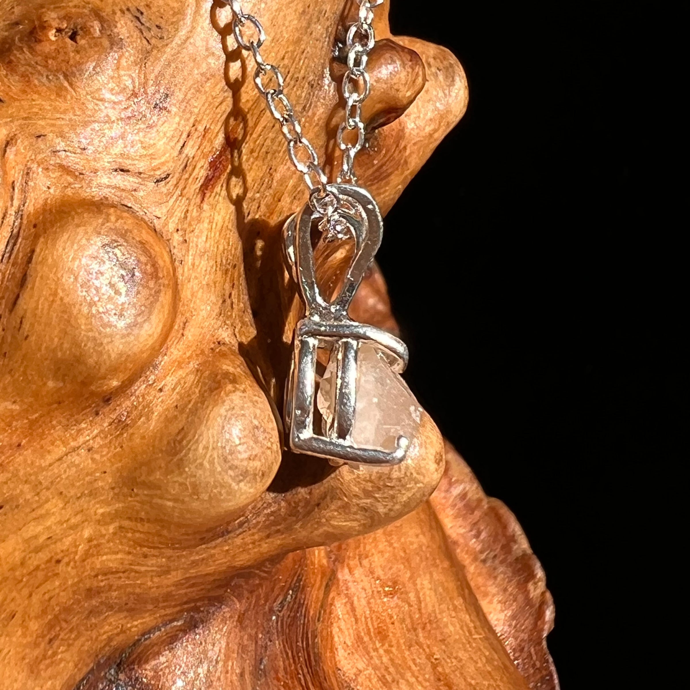 Phenakite Necklace Sterling Raw Crystal #7058-Moldavite Life