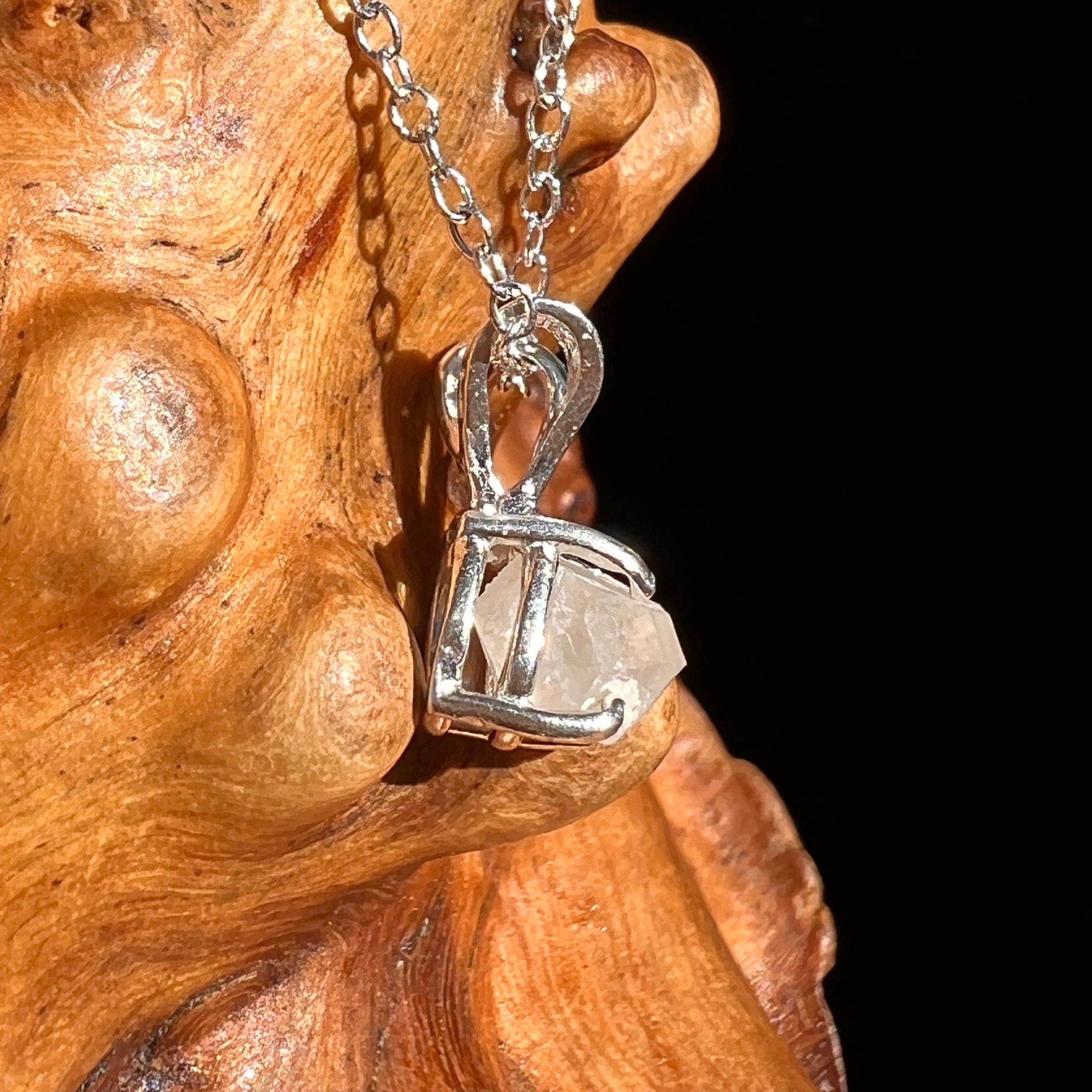 Phenakite Necklace Sterling Raw Crystal #7061-Moldavite Life