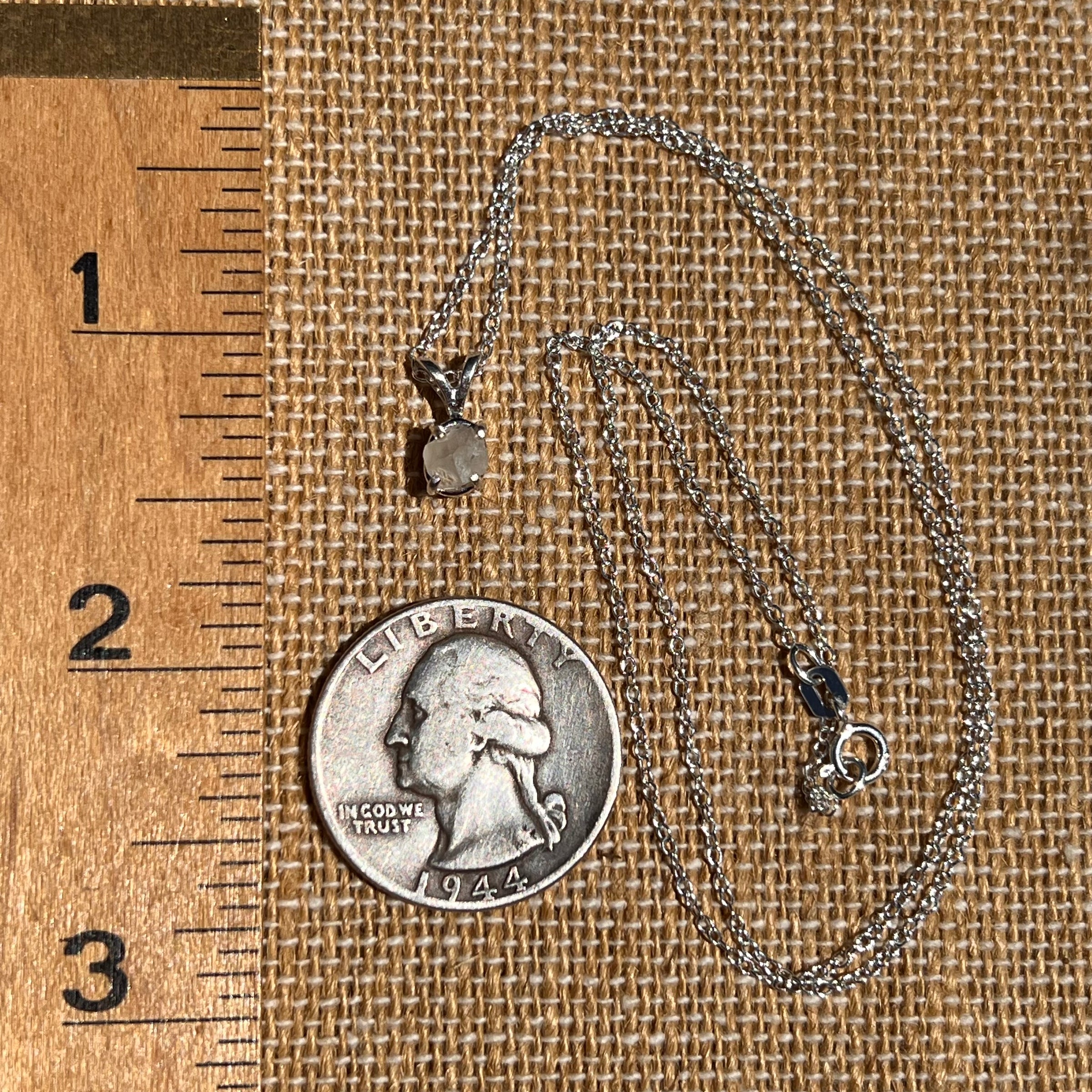 Phenakite Necklace Sterling Raw Crystal #7061-Moldavite Life