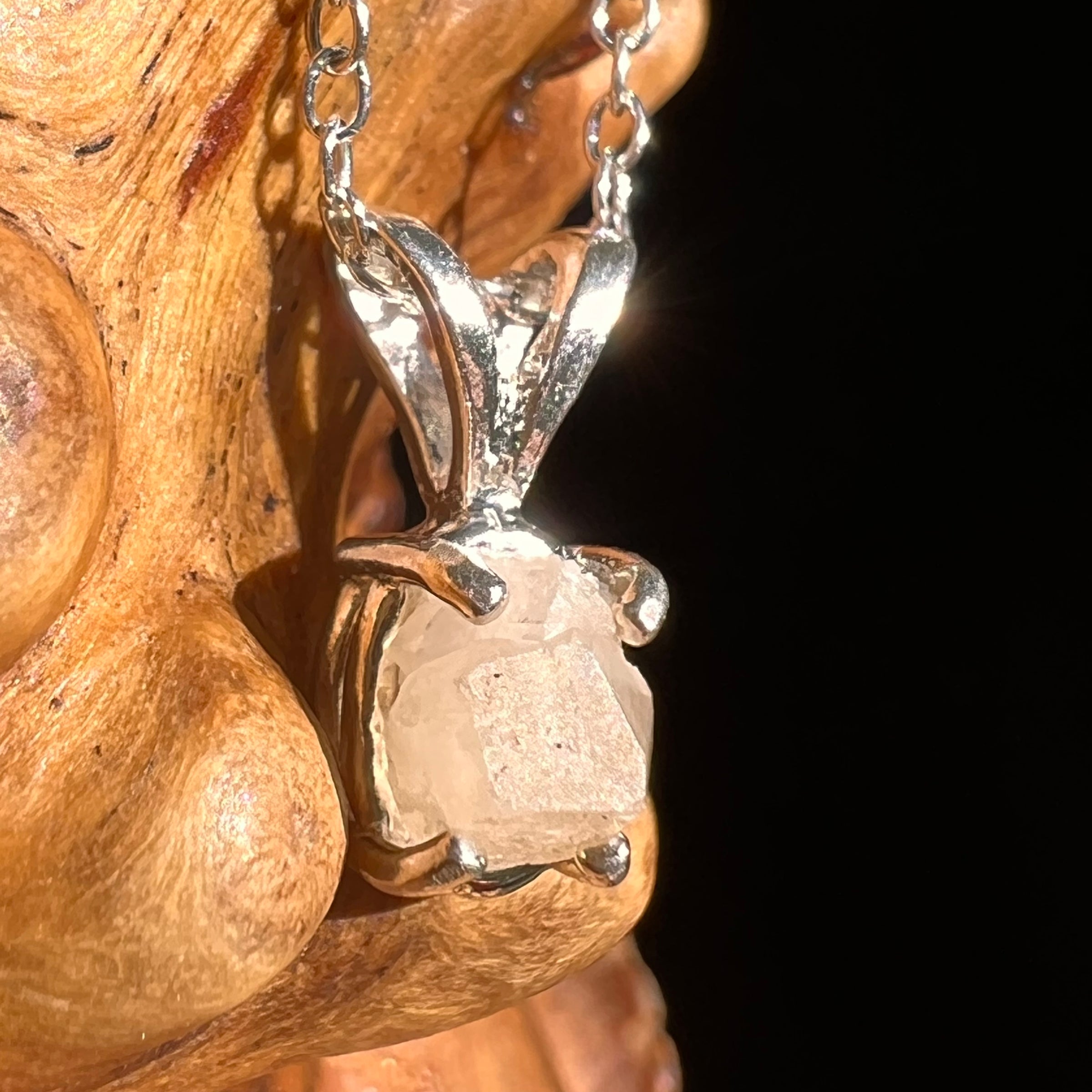 Phenakite Necklace Sterling Raw Crystal #7062-Moldavite Life