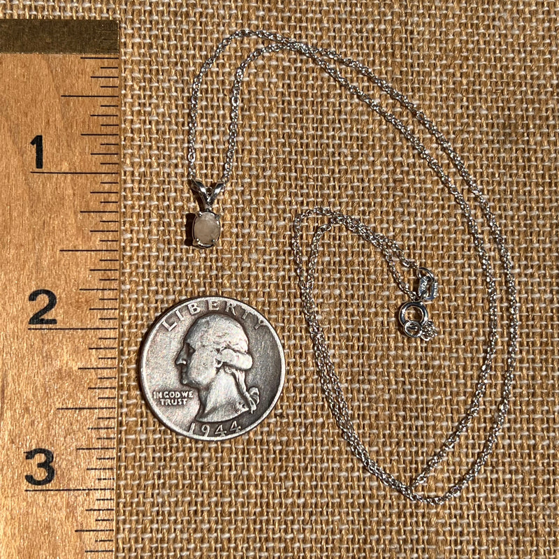 Phenakite Necklace Sterling Raw Crystal #7062-Moldavite Life