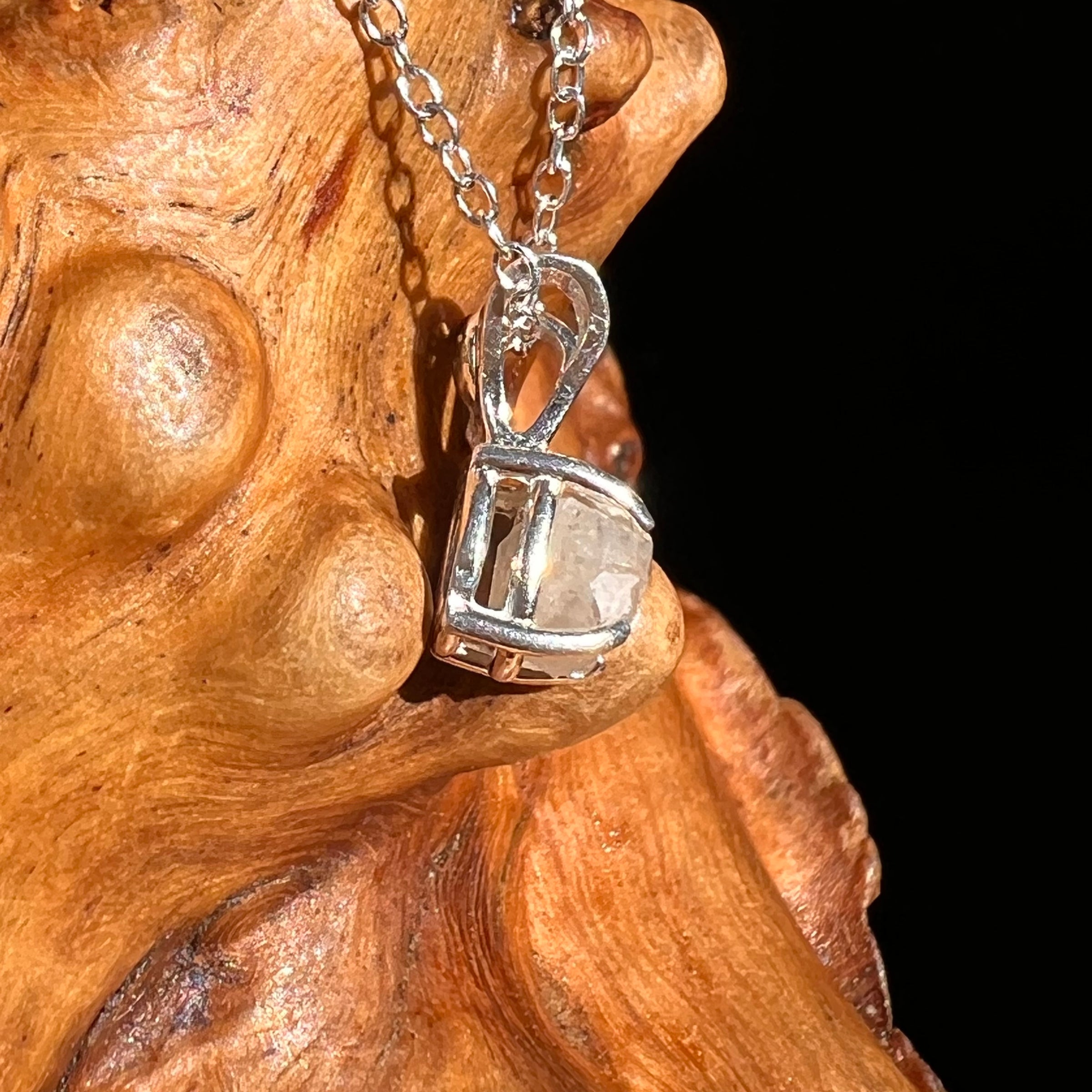 Phenakite Necklace Sterling Raw Crystal #7063-Moldavite Life