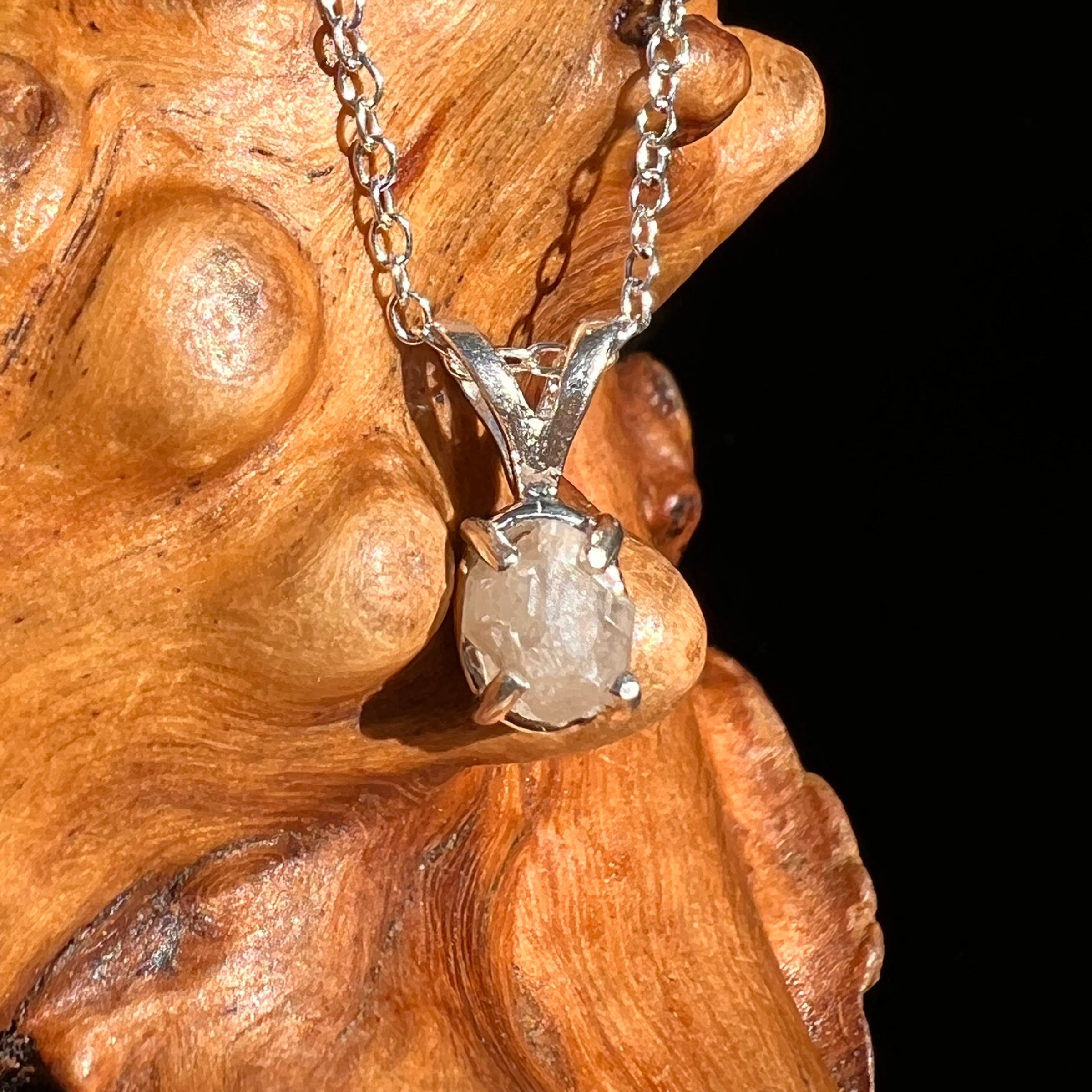 Phenakite Necklace Sterling Raw Crystal #7063-Moldavite Life