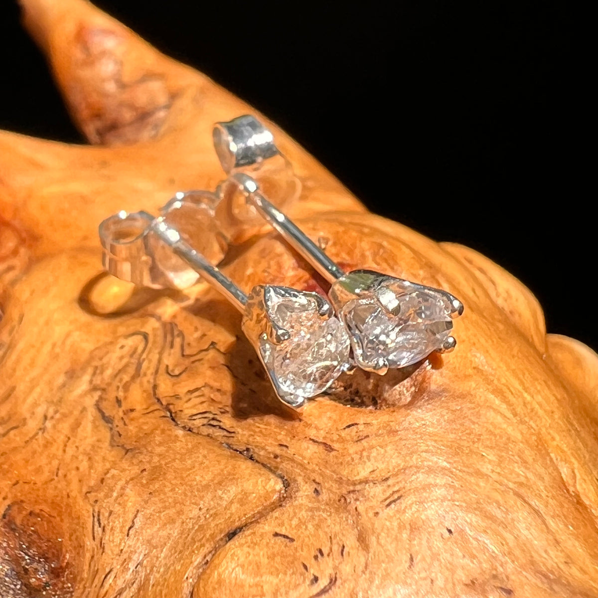 Phenakite Pear Stud Earrings Sterling Silver #8583-Moldavite Life