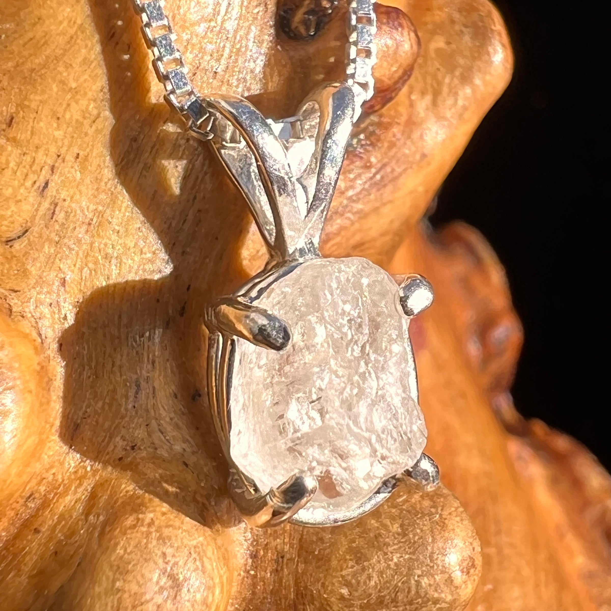 Phenakite Pendant Sterling Raw Crystal #6900-Moldavite Life
