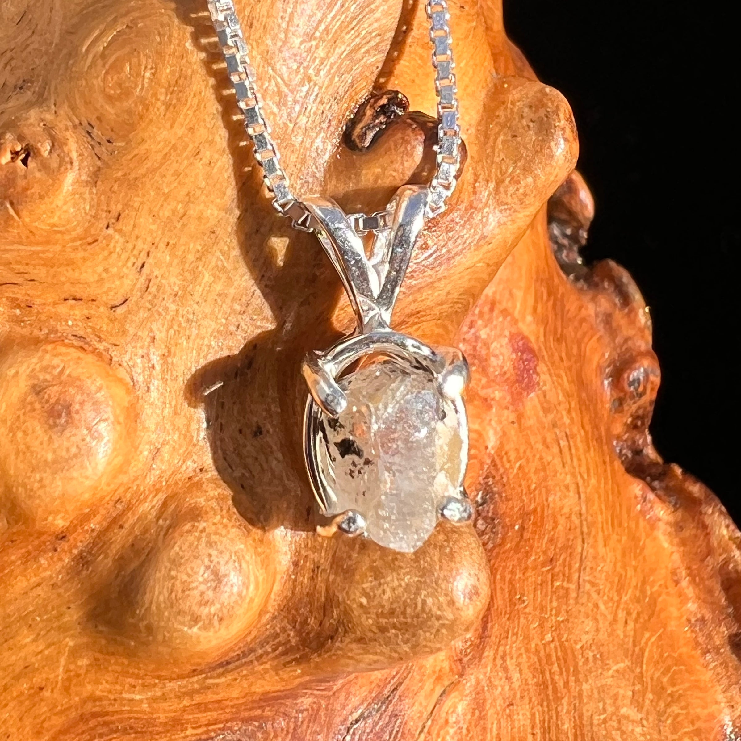 Phenakite Pendant Sterling Raw Crystal #6901-Moldavite Life