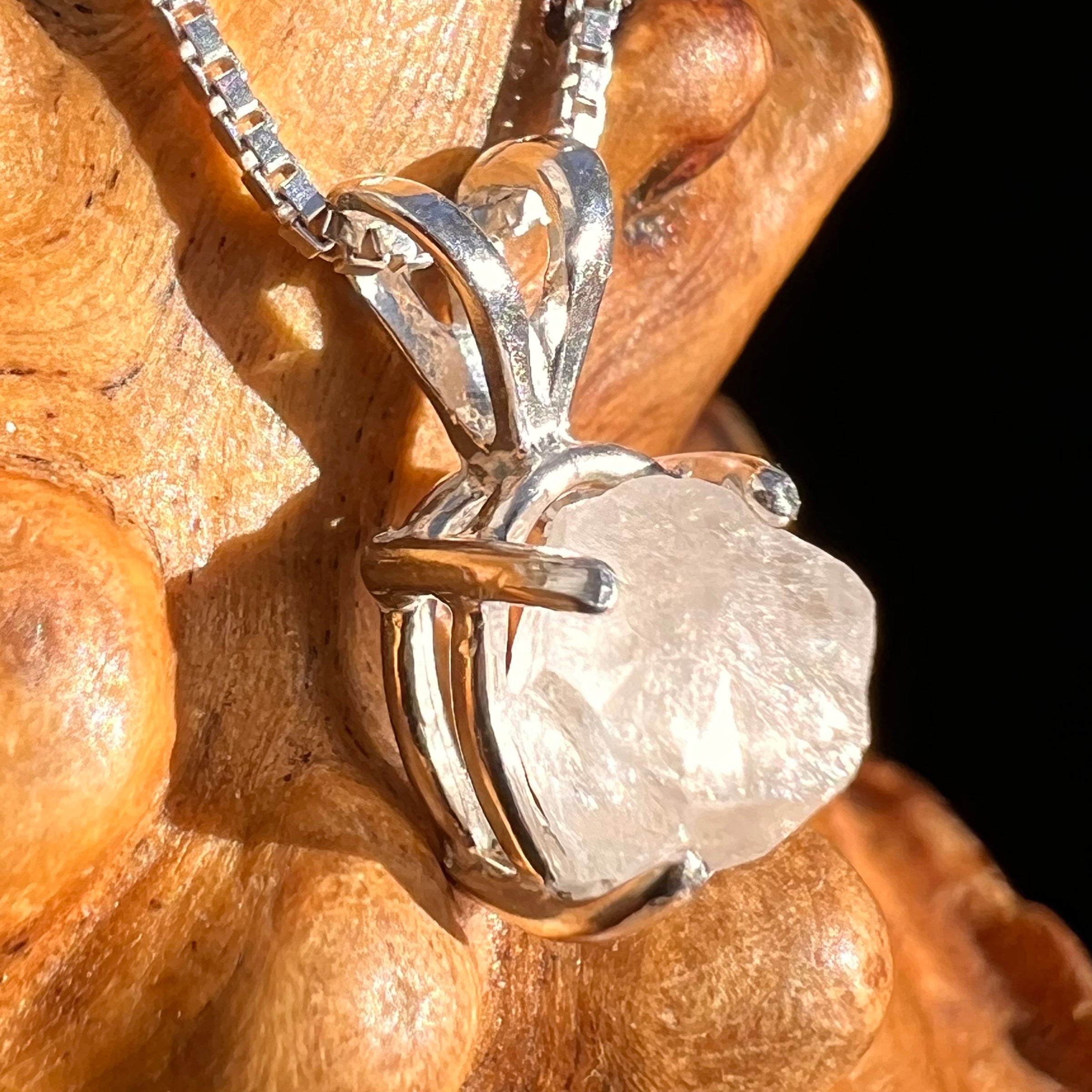 Phenakite Pendant Sterling Raw Crystal #6902-Moldavite Life