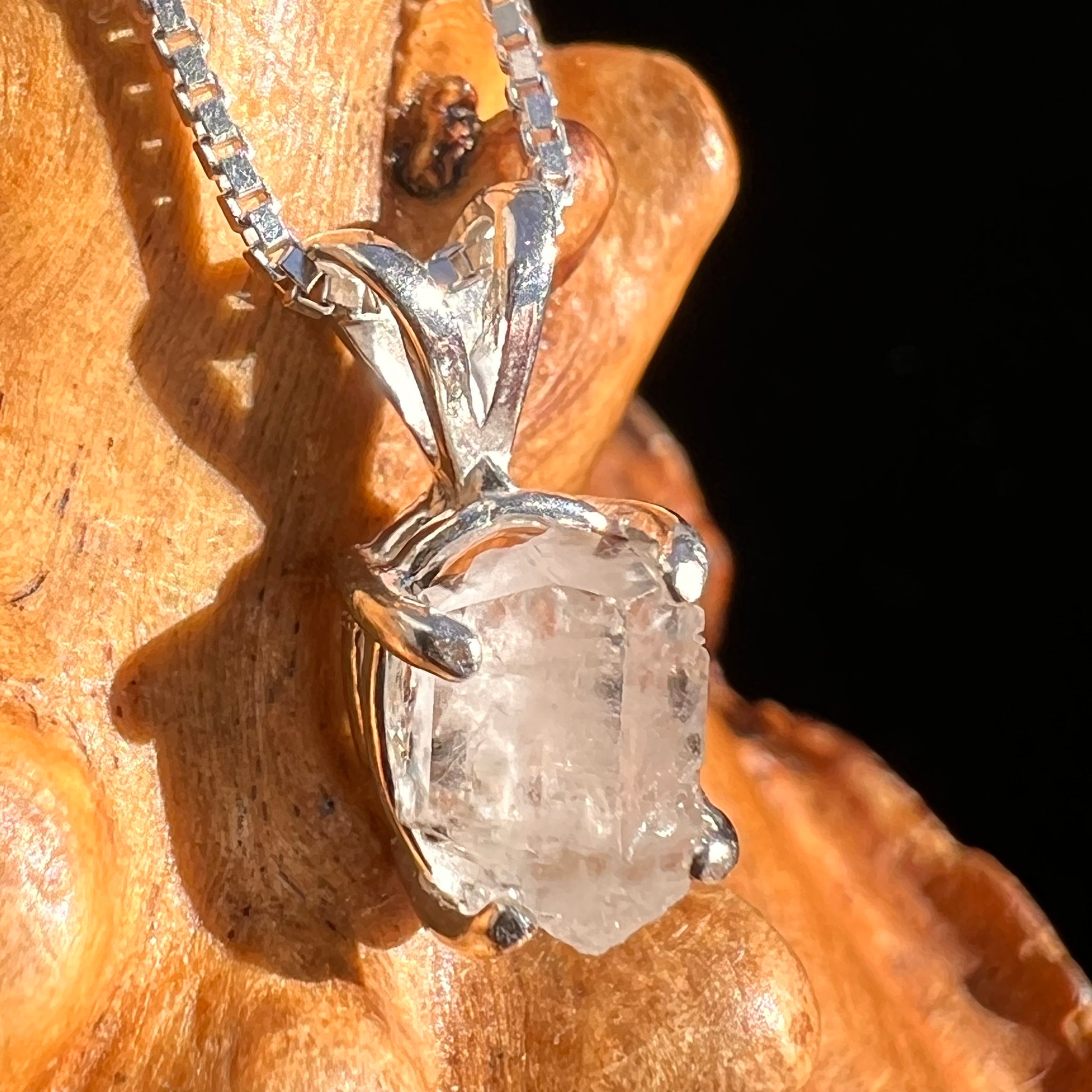 Phenakite Pendant Sterling Raw Crystal #6942-Moldavite Life