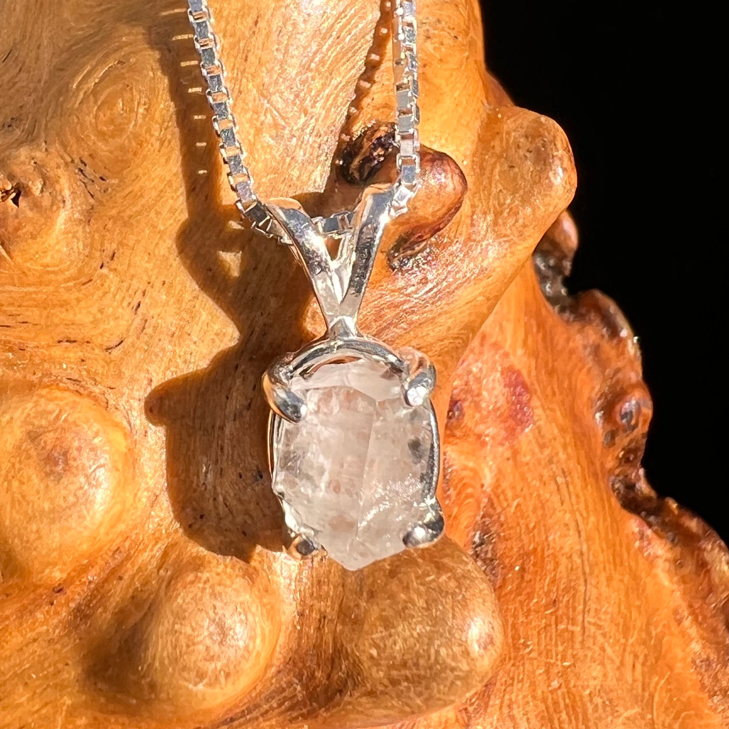 Phenakite Pendant Sterling Raw Crystal #6942-Moldavite Life