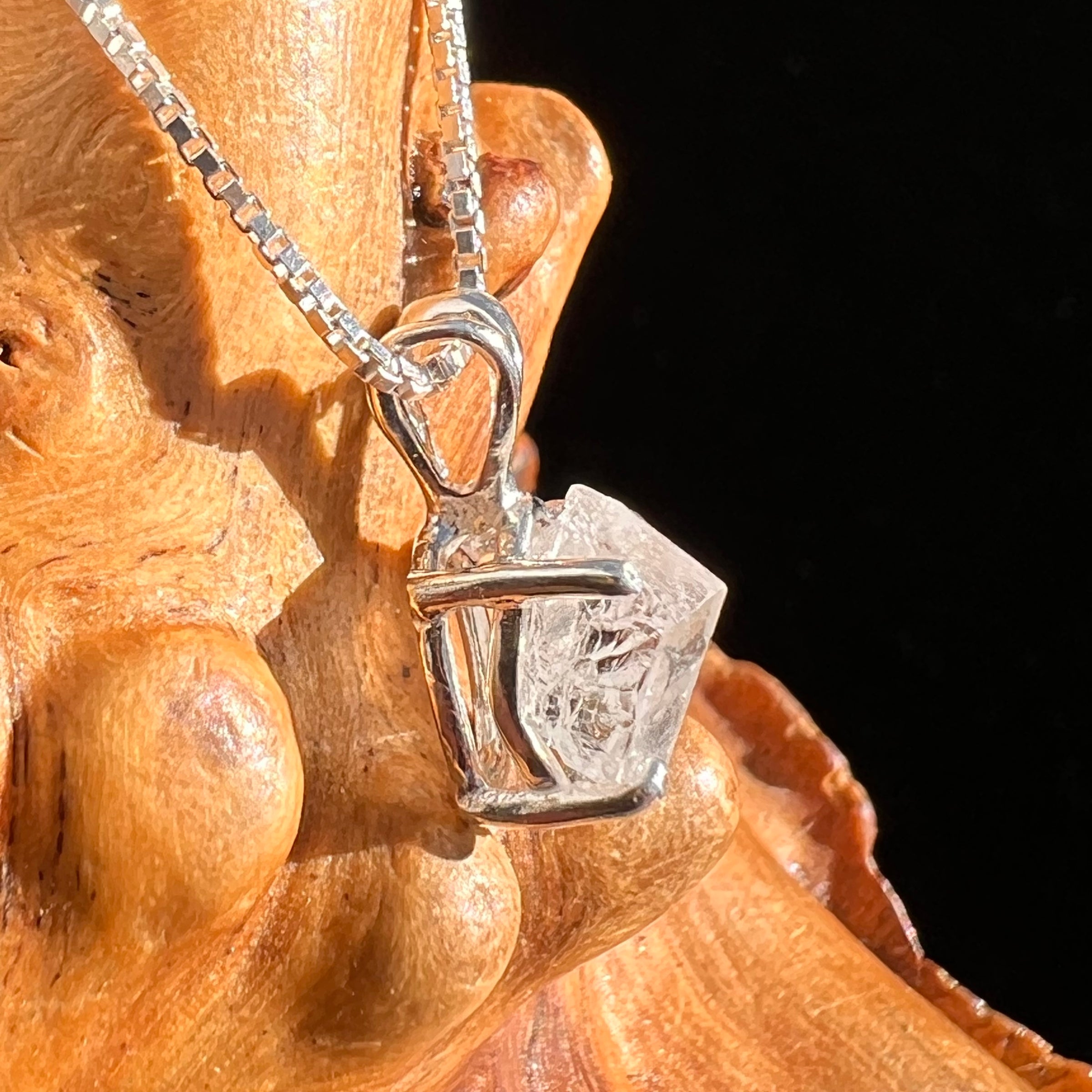 Phenakite Pendant Sterling Raw Crystal #6943-Moldavite Life