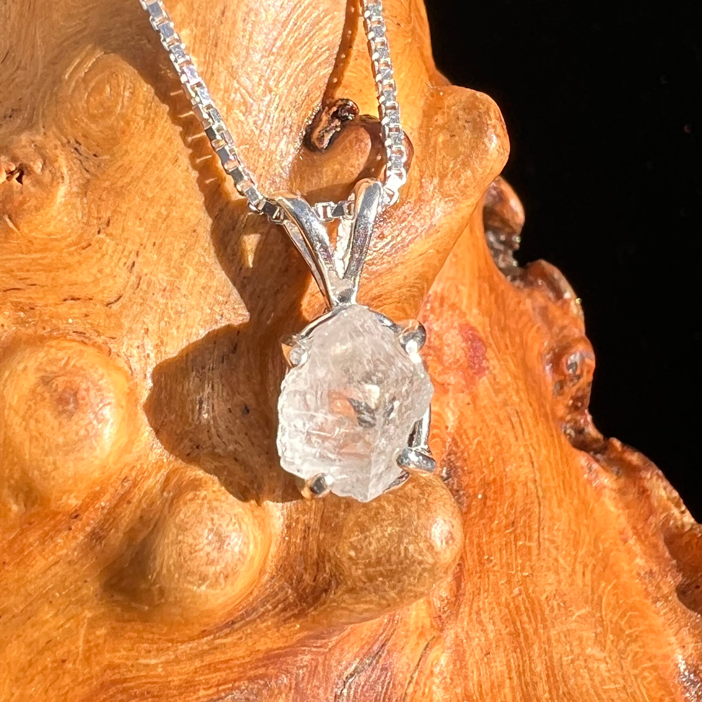 Phenakite Pendant Sterling Raw Crystal #6943-Moldavite Life