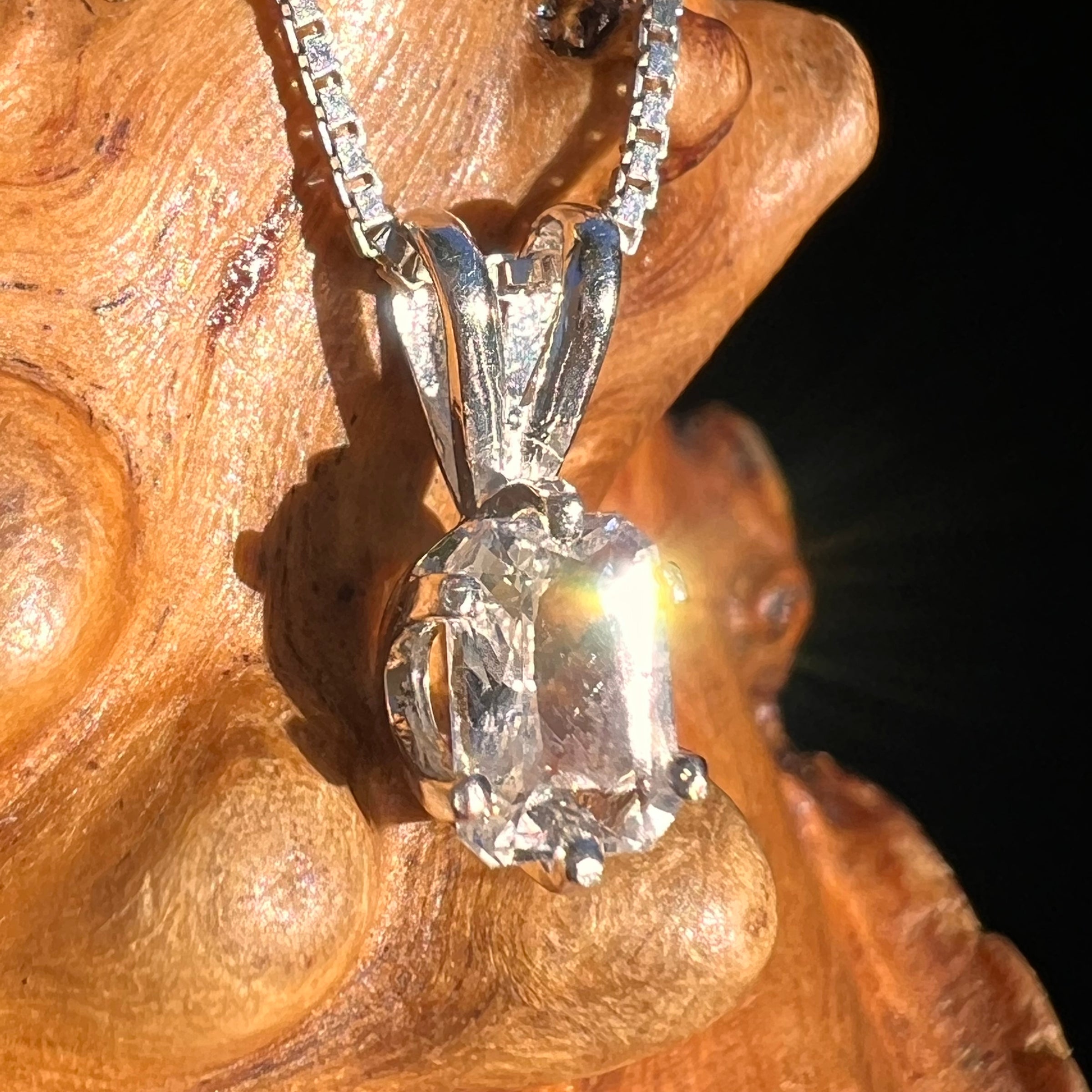 Phenakite Pendant Sterling Silver Faceted Gem #7939-Moldavite Life