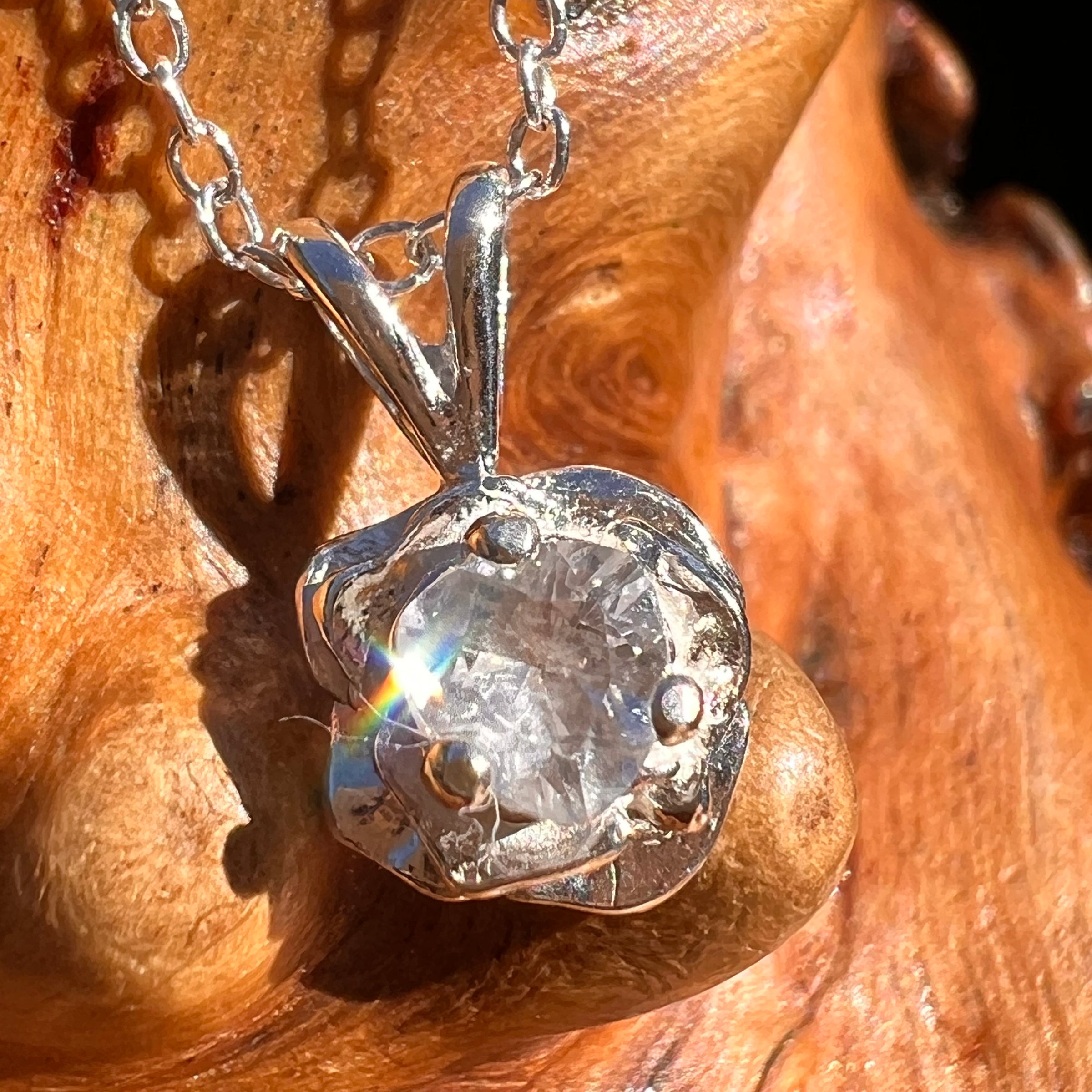 Phenakite Rose Necklace Sterling Silver Faceted Gem #7916-Moldavite Life