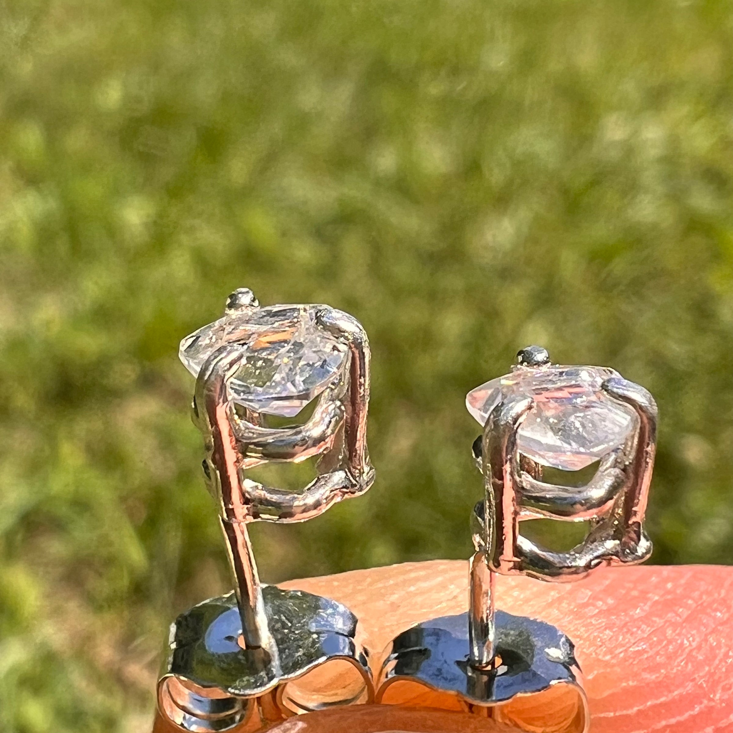 Phenakite Stud Earrings Sterling Silver #8587-Moldavite Life