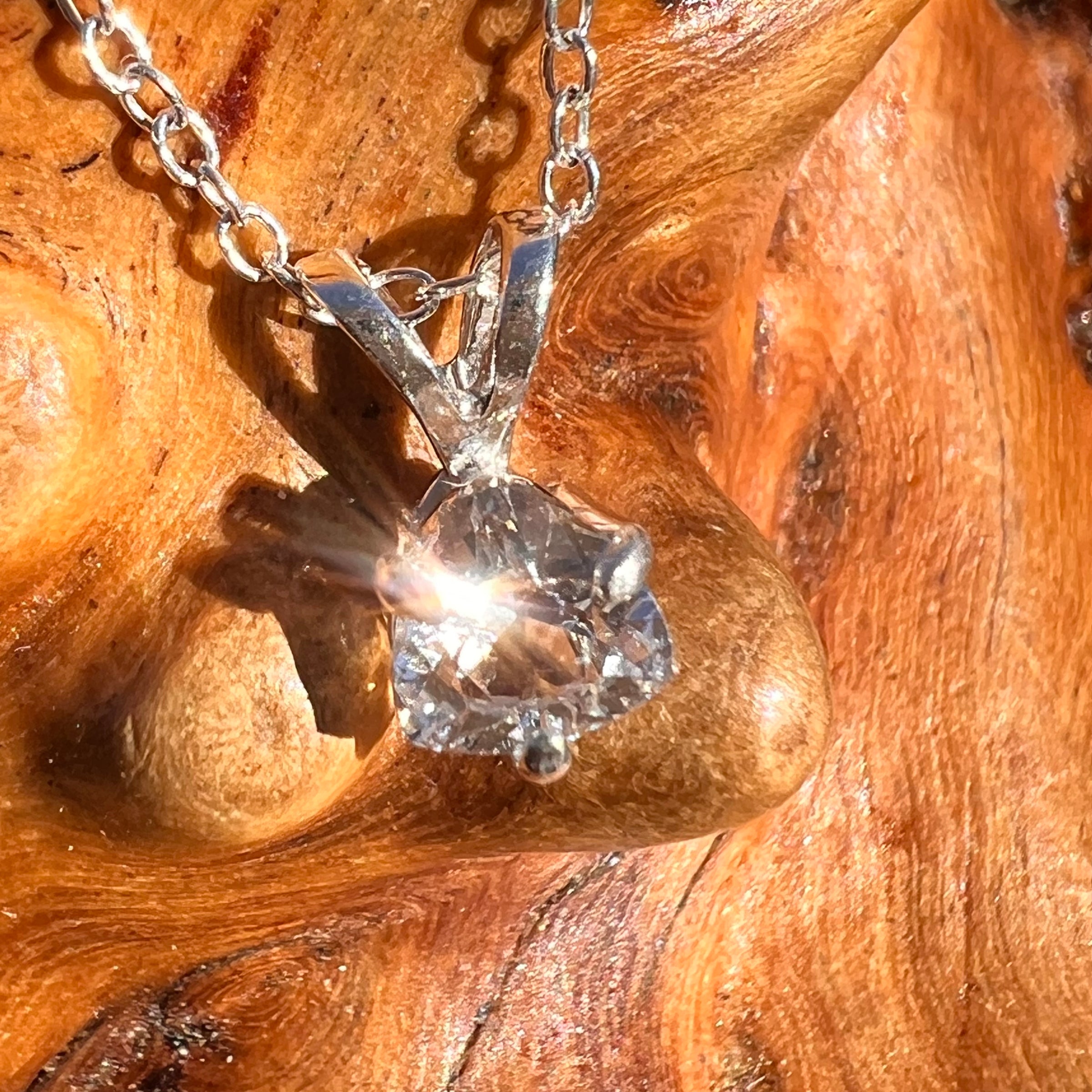 Phenakite Trillion Necklace Sterling Silver #8039-Moldavite Life