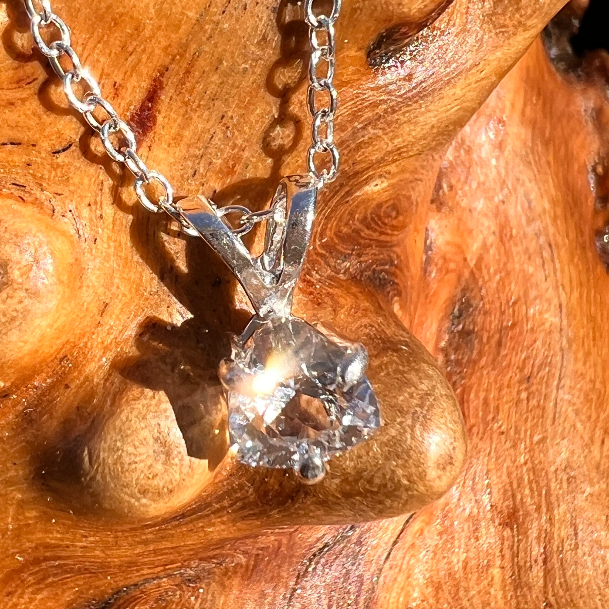 Phenakite Trillion Necklace Sterling Silver #8039-Moldavite Life