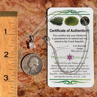 Pollucite & Moldavite Necklace Sterling Silver #6796-Moldavite Life