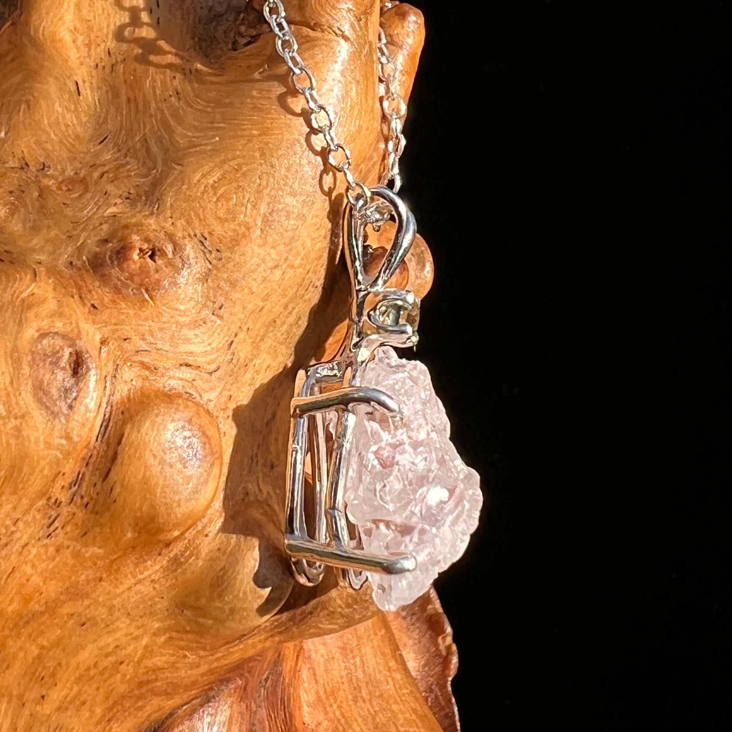 Pollucite & Moldavite Necklace Sterling Silver #6798-Moldavite Life